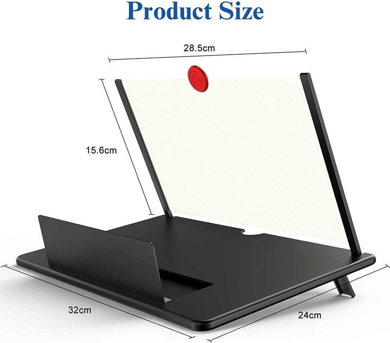 Kerfulty 16" Screen Magnifier for Cell Phone – 3D HD Magnifing Screen Enlarger Projector for Movies Videos and Gaming – Foldable Mobile Phone Stand Holder with Screen Amplifier (Red-16‘’) - Image 2